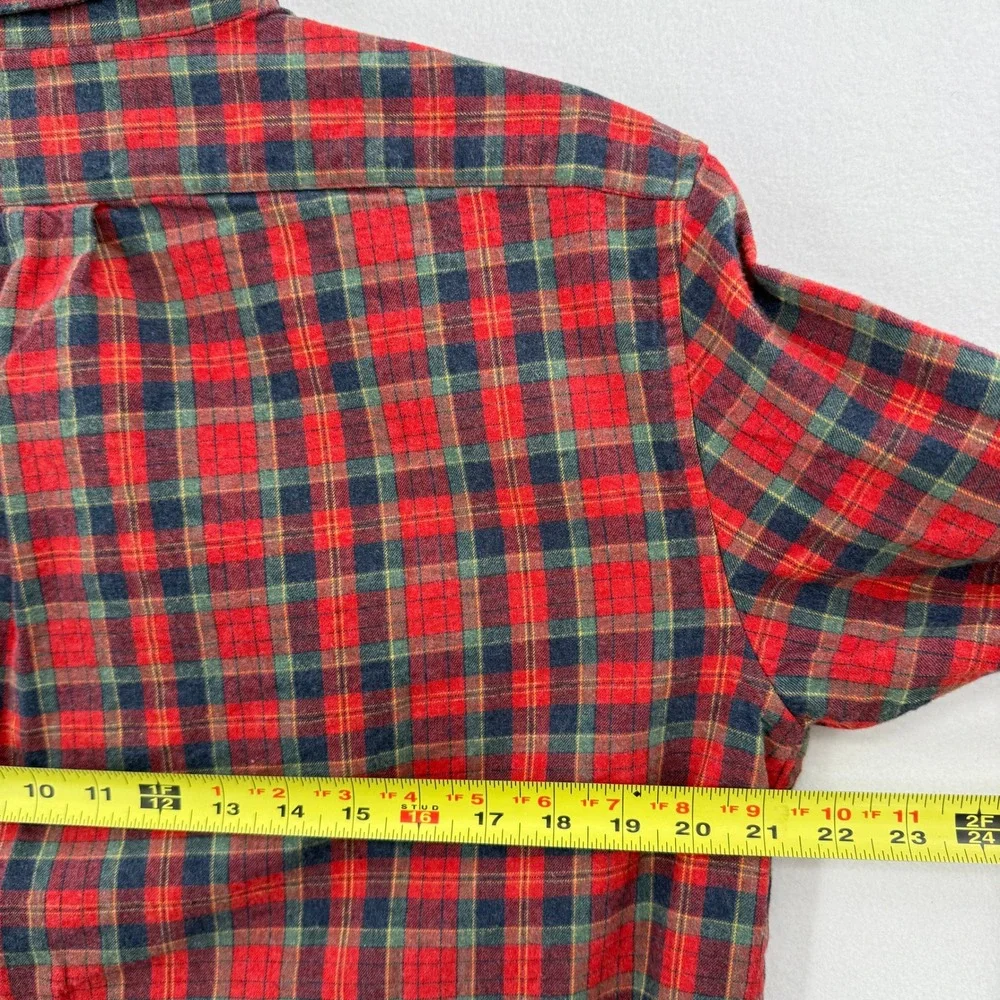 J. Crew Brushed Twill Shirt Mens Large Red Plaid Slim Untucked Button Down